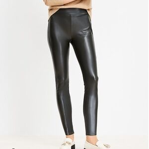 Loft Faux Leather Skinny Pants Leggings Pleather Black Size Small New with Tags